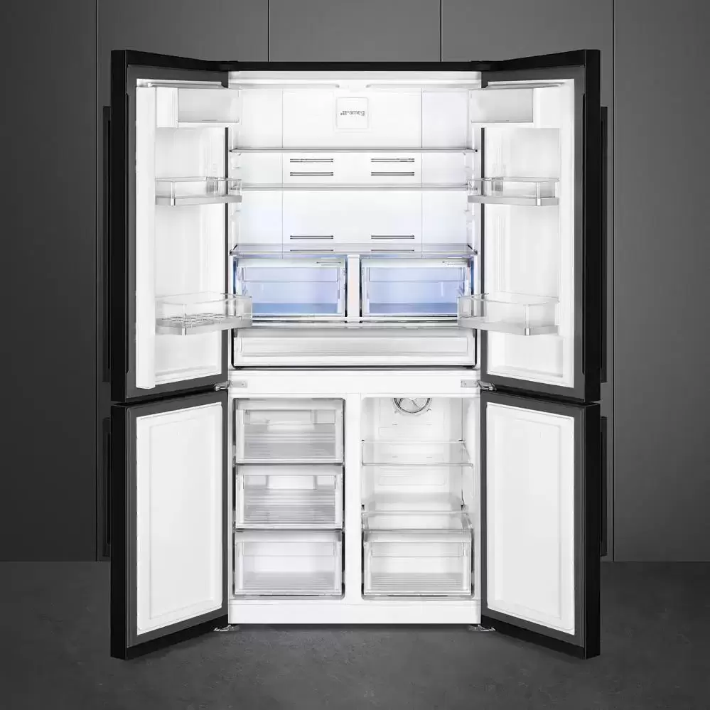 SMEG FQ60NDE Отдельностоящий 4-х дверный холодильник Side-by-Side, No-frost, 90.8 см, цвет чёрный