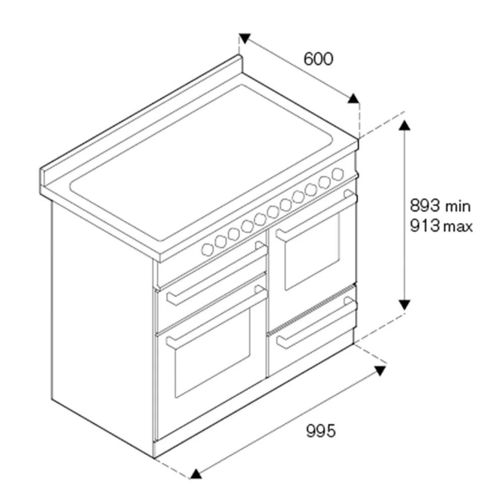 Варочный центр 100 см, 6 газовых конфорок и три шкафа PRO106L3ENET